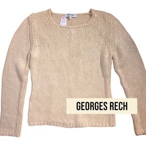 ❤️ GEORGES RECH ~MAILLE~ Thick iridescent cream-coloured cotton knit sweater